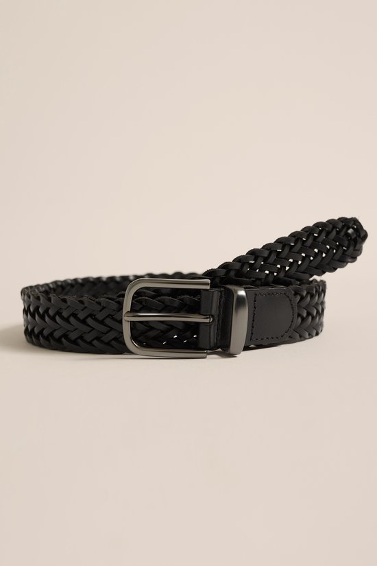 WE Fashion Heren leren riem met gevlochten patroon