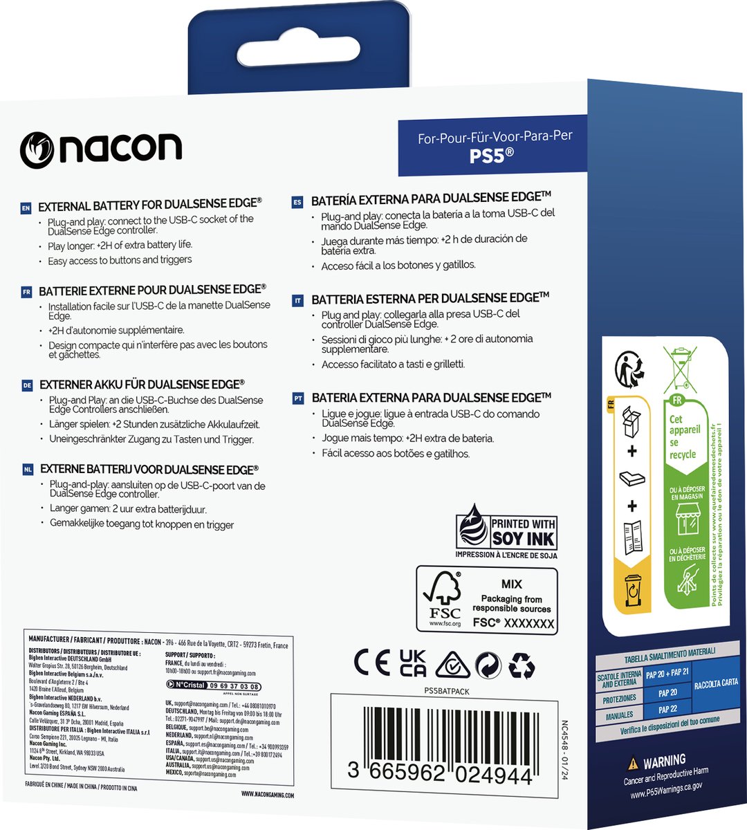 Nacon - Externe Batterij voor DualSense Edge Controller - PS5 thumbnail 3