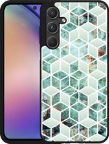 Cazy Hardcase Hoesje geschikt voor Samsung Galaxy A55 Groen Hexagon Marmer