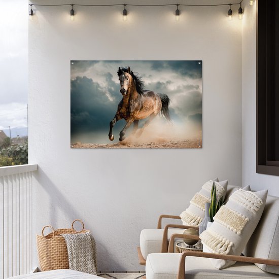 Tuinposter - Tuindoek - Tuinposters buiten - Paard - Dieren - Bruin - Natuur - 120x80 cm - Tuin