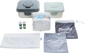 Cheeky Wipes - All-in-One Kit 25 Doekjes Biologisch Katoen - Wit - Zero Waste - Herbruikbaar - GOTS-gecertificeerd