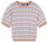 Meisjes top zigzag gebreid oversized - Alic - Pearled ivoor wit