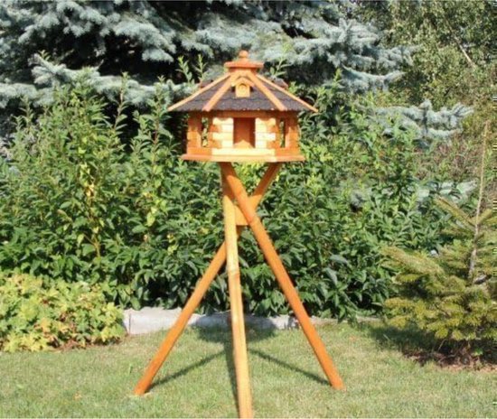 Vogelhuisje op voet - Vogelhuis op paal - Voederhuisje voor vogels op paal -Echt Rood/Klein