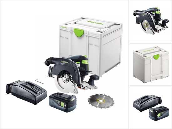 Festool HKC 55 EB-Basic accucirkelzaag 18 V 160 mm borstelloos + 1x accu 5.0 Ah + lader + Systainer