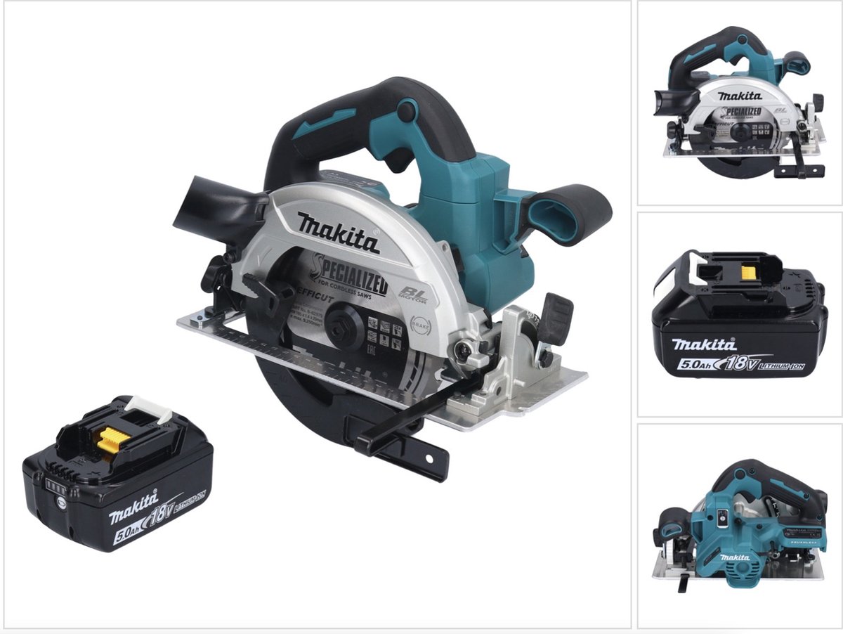 Makita DHS 661 T1 accu-handcirkelzaag 18 V 165 mm borstelloos + 1x accu 5,0 Ah - zonder oplader