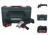 Metabo WPBA 18 LTX BL 15-125 Quick DS accu haakse slijper 18 V 125 mm borstelloos + 1x accu 5,5 Ah + metaBOX - zonder lader