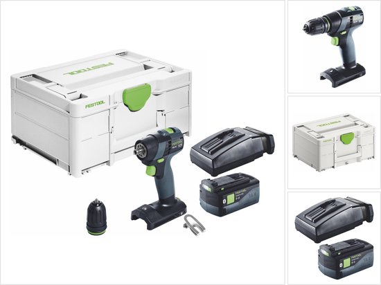 Festool TXS 18-Basic accuboormachine 18 V 40 Nm borstelloos + 1x accu 5,0 Ah + oplader + Systainer