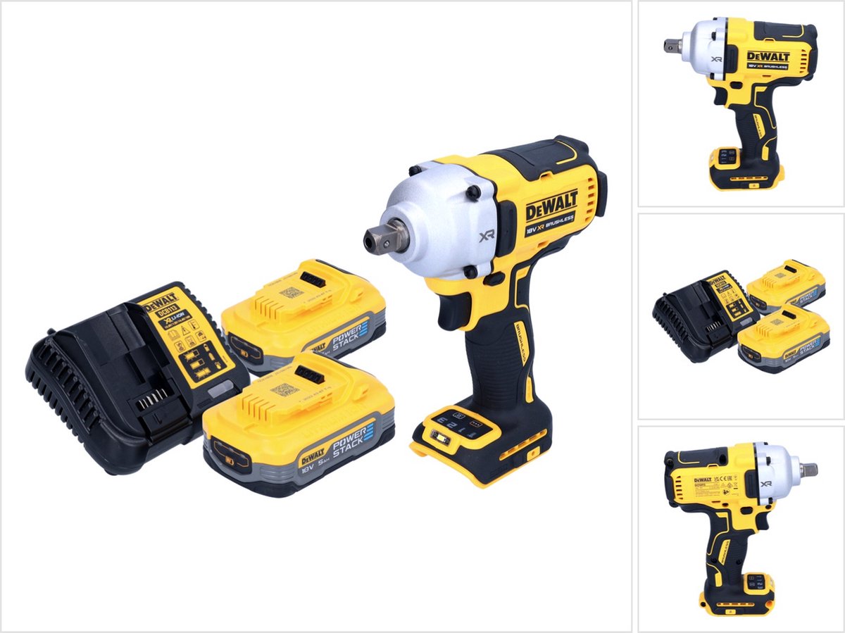 DeWalt DCF 892 H2 accu-slagmoersleutel 18 V 812 Nm 1/2" borstelloos + 2x Powerstack accu 5.0 Ah + lader
