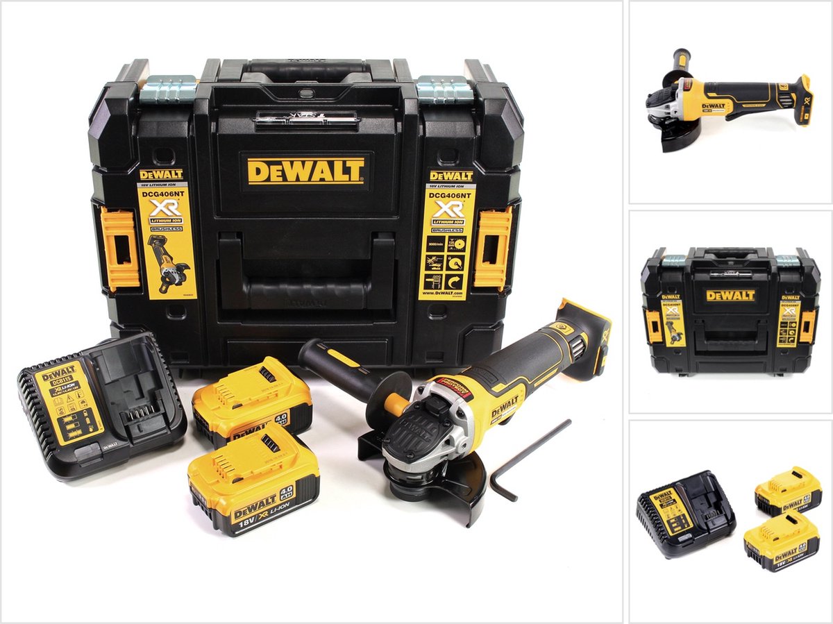 DeWalt DCG 406 M2 accu haakse slijper 18V 125mm borstelloos + 2x accu 4.0Ah + lader + TSTAK