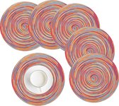 Set van 6 ronde gevlochten placemats, afwasbaar, grijs, regenboog, wasbaar, hittebestendig, voor bruiloft, feest, keuken, decoratie, 38 cm
