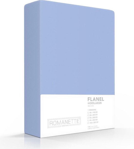 Excellente Flanel Hoeslaken Eenpersoons Extra Lang Breed Blauw | 100x200 | Ideaal Tegen De Kou | Heerlijk Warm En Zacht