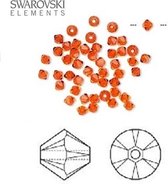 Swarovski Elements, 86 stuks Swarovski Xilion Bicone kraaltjes, 3mm, red topaz, (5328)
