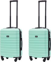 BlockTravel kofferset 2 delig ABS handbagage met wielen afneembaar 39 liter - inbouw TSA slot - lichtgewicht - mint groen