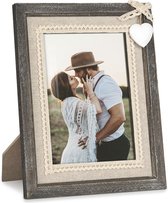 10x15 fotolijst houten vintage bruine rustieke shabby retro fotolijst met wit hart decoratie bruiloft moeder liefde cadeau