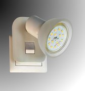 Trango LED-stekkerlamp 11-046 *CALI* in wit mat met glazen kap Stekkerlamp incl. 1x GU10 LED-lamp 3000K warm wit & tuimelschakelaar Leeslamp, keukenlamp, fittinglamp, wandlamp