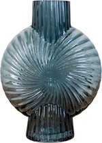 House Nordic -Glazen Vaas - Vaas in blauw glas - 7x15,5x20,5 cm