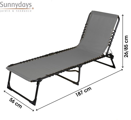 SET X 2 GRIJS STRANDSTOEL 187X56XH26/85CM van Merkloos — afbeelding 4