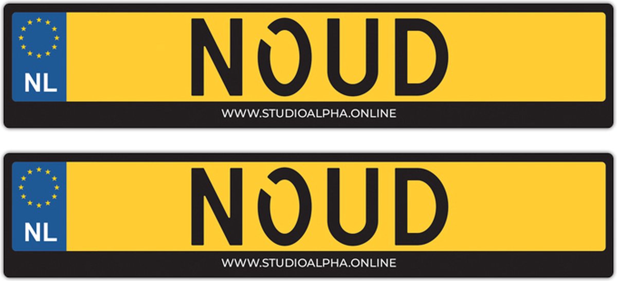 Kentekenplaat Stickerset 2x met eigen tekst voor Kinderauto / Loopauto