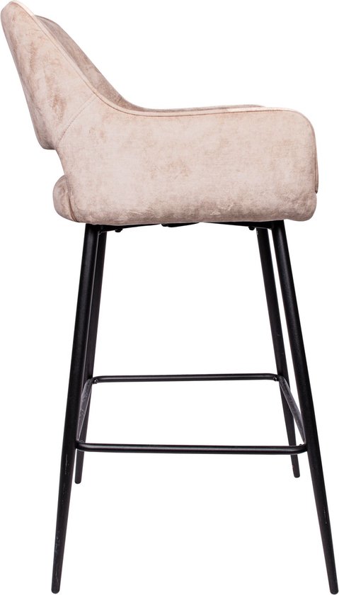 Tabouret de bar PTMD Fallon Velvet Khaki pied métal noir KD