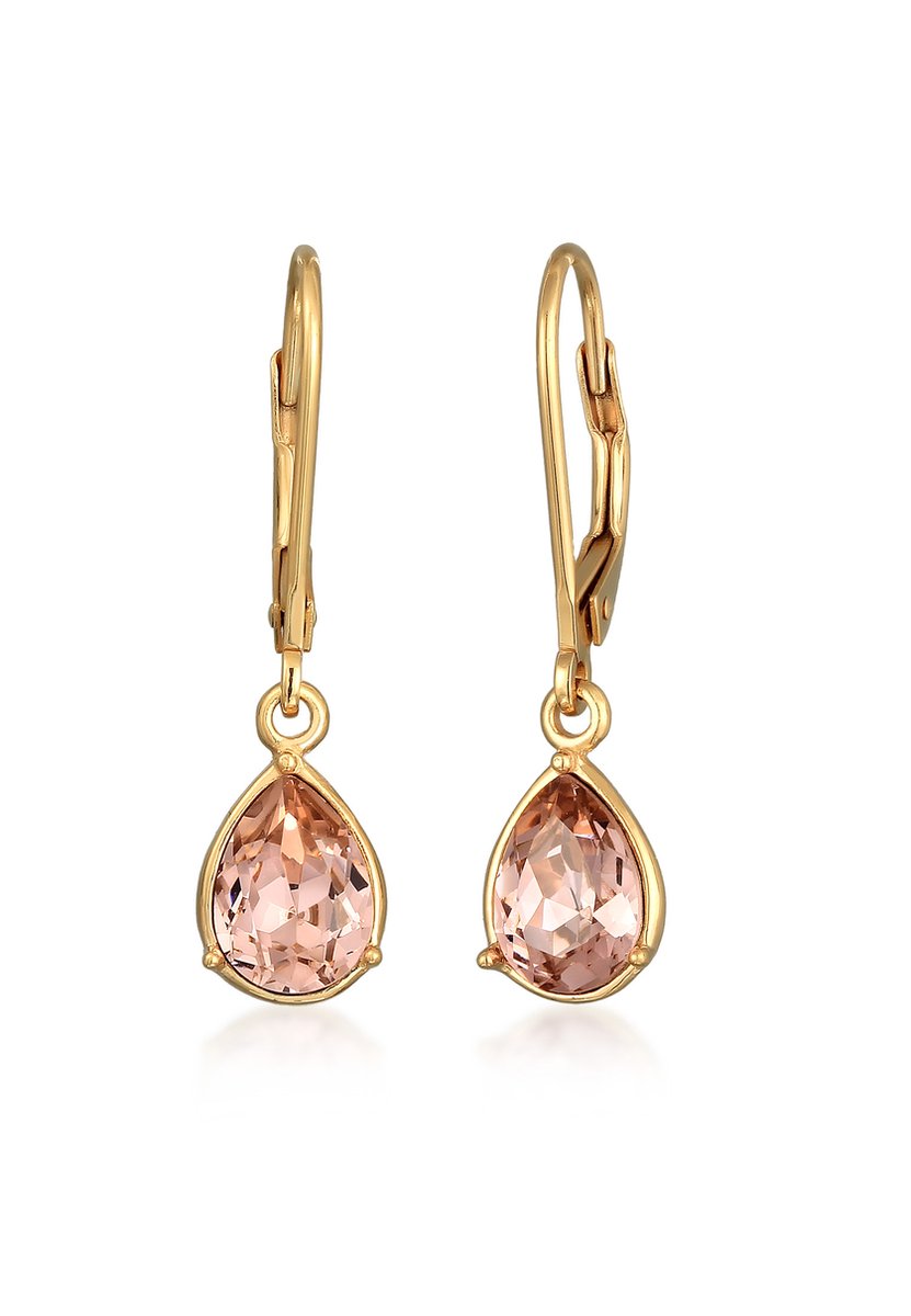 Elli - Oorbellen - Dames oor hanger Elegant met kristallen druppels in 925 sterling zilver verguld - Dames