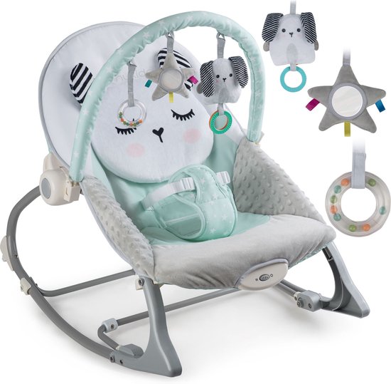 Transat avec vibration - gris vert menthe - jusqu'à 9 kg max.