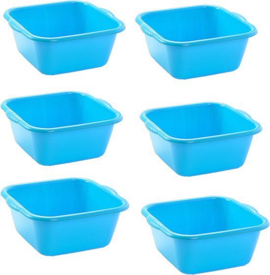 Practiline - Afwasbak - Camping - Keuken - Emmer - 6.5 Liter - Blauw - lichtblauw - Huishouden - 6 stuks - Voordeelverpakking