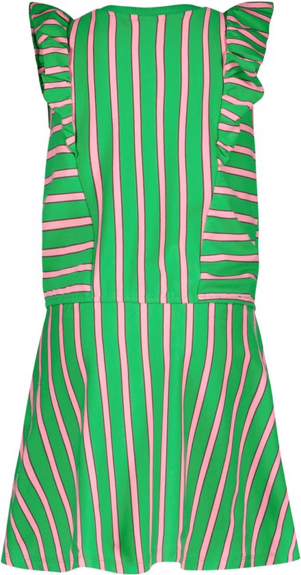 Like Flo F402-5860 Meisjes Jurk - Green stripe - Maat 122