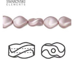 Swarovski Elements, 20 stuks Swarovski curve parels, 9x8mm, powder rose, 5826