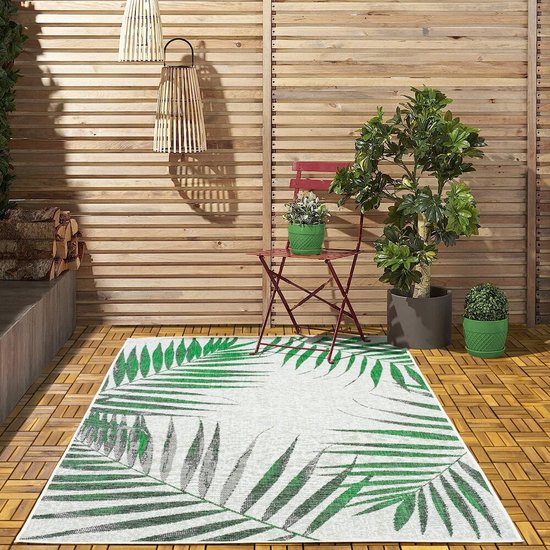 Flycarpets Rio Buitenkleed Groen - Tuintapijt / Tuinkleed - Vloerkleed Voor Binnen en Buiten - Campingkleed - 80x250 cm