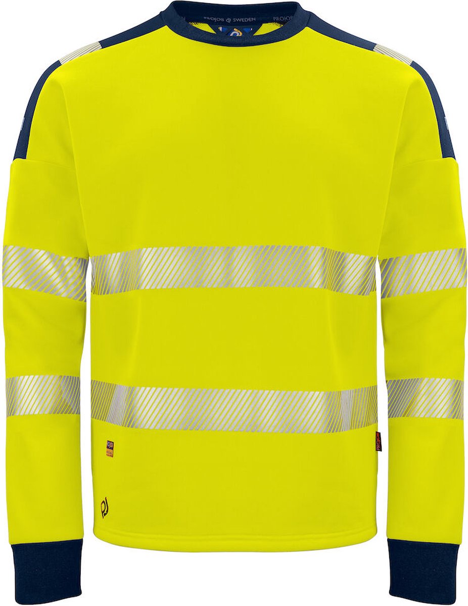 ProJob 6108 SIGNALISATIESWEATER RONDE HALS EN ISO 20471 KLASSE 3 646108 /Marine XXXL Geel