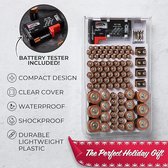 Duurzaam&MI - Batterij Organizer - geschikt voor maximaal 93 batterijen - opbergdoos met batterijtester - voor garage- Wit - geschikt voor AAA, AA, ,C, D, 9 V, (zonder batterijen).