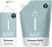 Naïf - Shampooing Nourrissant - Pack Flacon Pompe et Recharge - 2x500ml - Soins capillaires- Aux Ingrédients Naturels