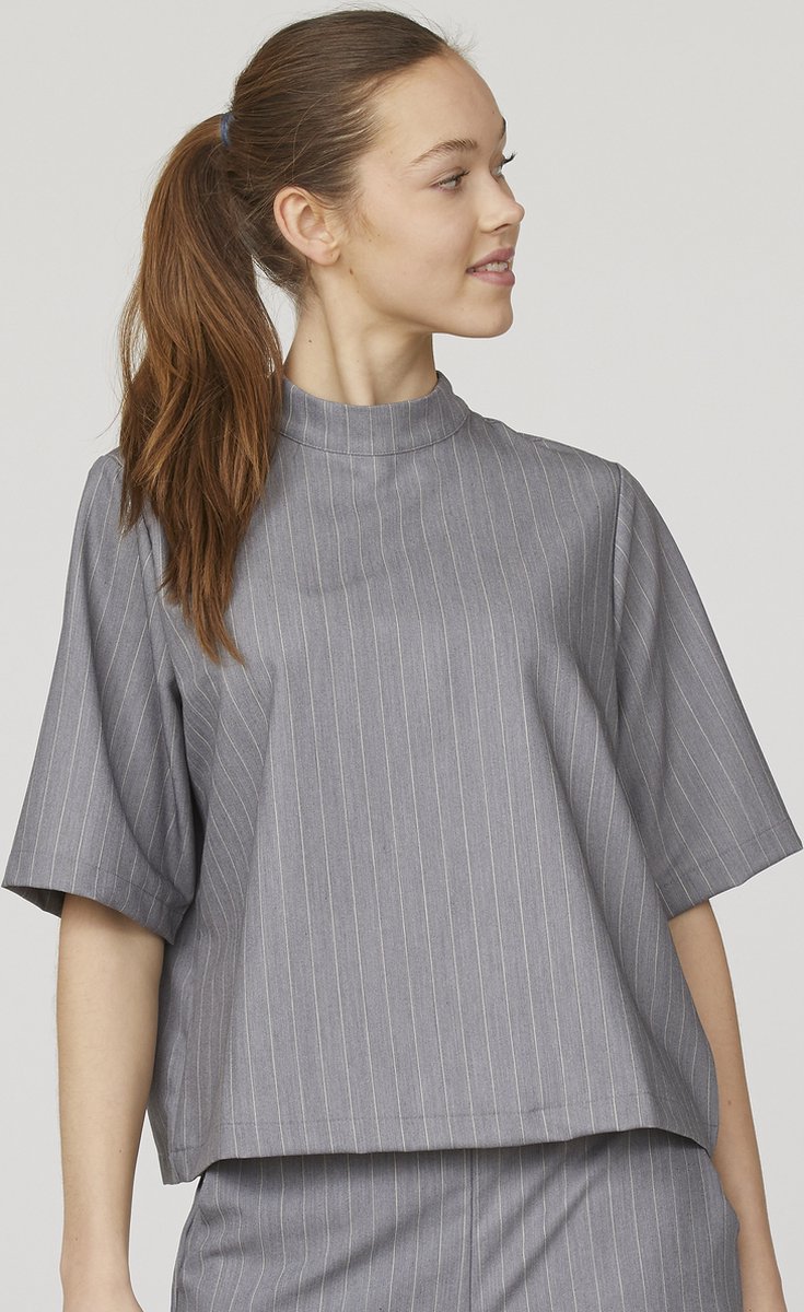 SISTERS POINT Verina-ss Dames Blouse - Grey Pinstripe - Maat XL