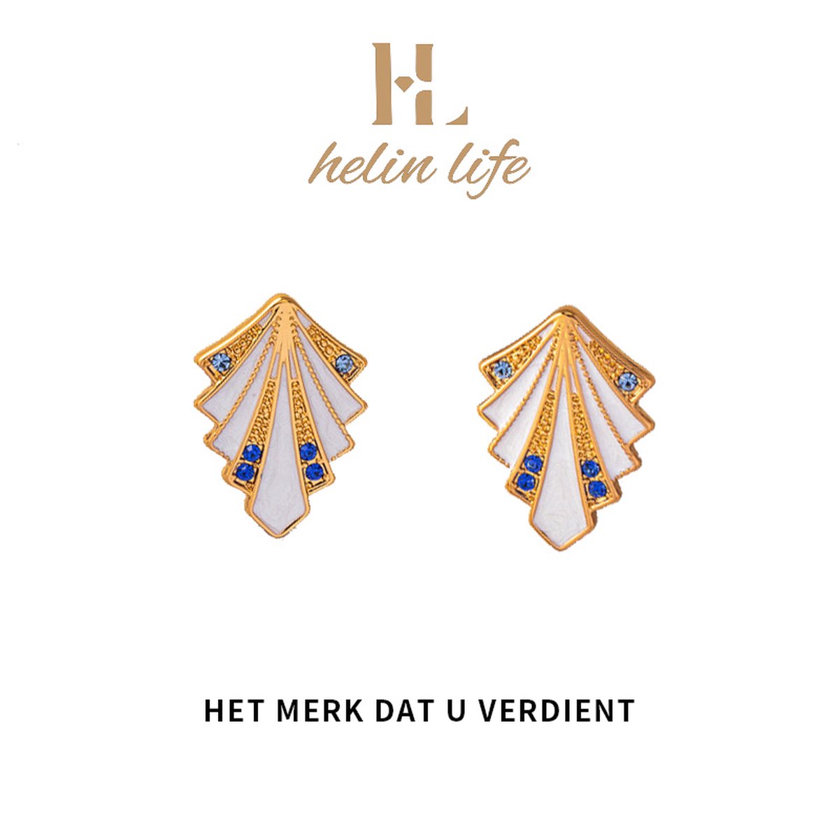 Helin life Oorbellen dames-Oorbellen Goudkleurig -925 Tremella naald hypoallergeen- Emaille& Zirkonia- Cadeau-Cadeau voor moeder of geliefde