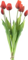 Seta Fiori - Bundel Tulpen 7 x - rood - Real Touch - 45cm - Mixen met verse bloemen boeket mogelijk -