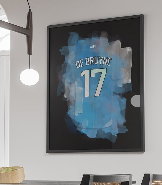 Wallofprints - Canvas voetbalposters - Kevin de Bruyne - Formaat 60x90 cm - Uniek canvas van Kevin de Bruyne in het Manchester City tenue