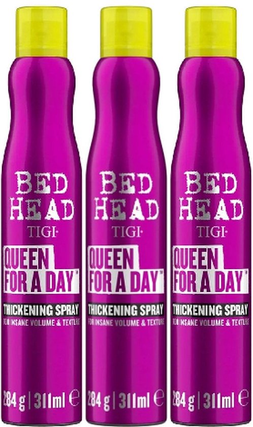 Bed Head by TIGI - Queen For A Day - Haarspray - Volume Spray - Voor dun haar - voordeelverpakking - 3 x 311ml