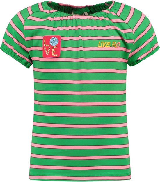 Like Flo - T-shirt Grietje - Green stripe - Maat 104