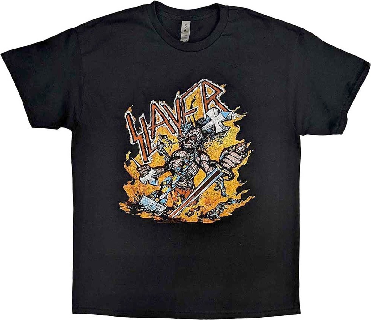 Slayer - Cartoon Flames Heren T-shirt - 2XL - Zwart