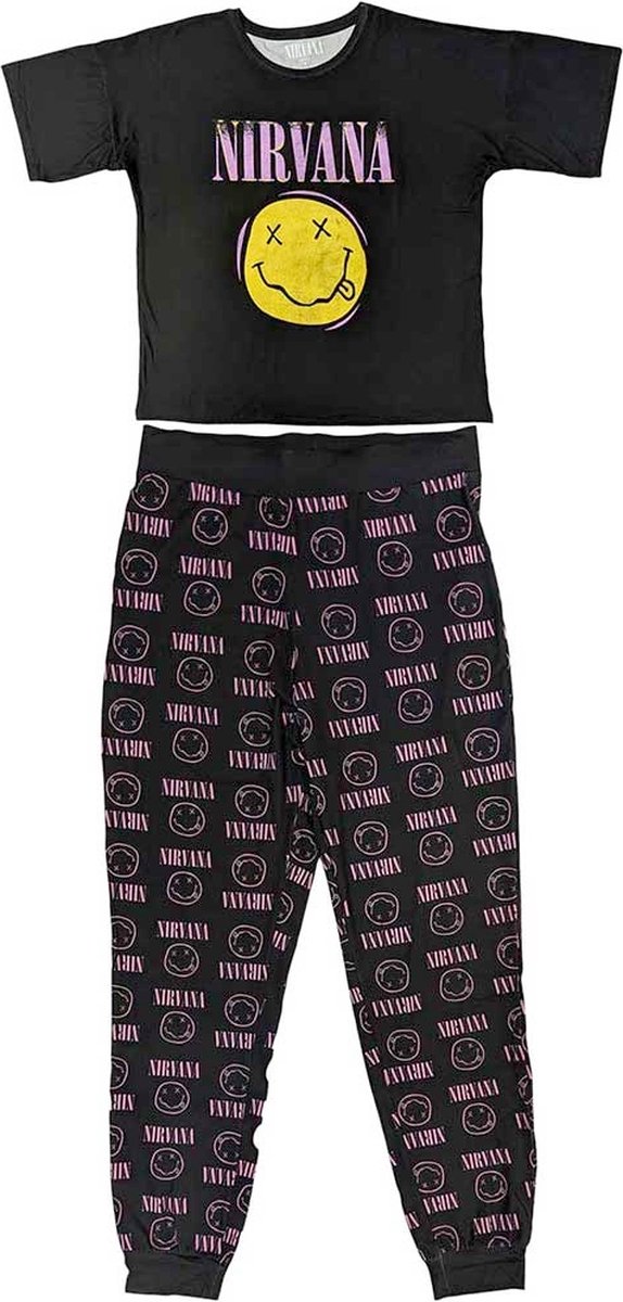 Nirvana Xerox Smile Pink Pyjama - M - Zwart