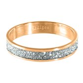 Quiges Stapelring Ring - Vulring zilverkleurig Glitter - Dames - RVS roségoudkleurig - Maat 20 - Hoogte 4mm