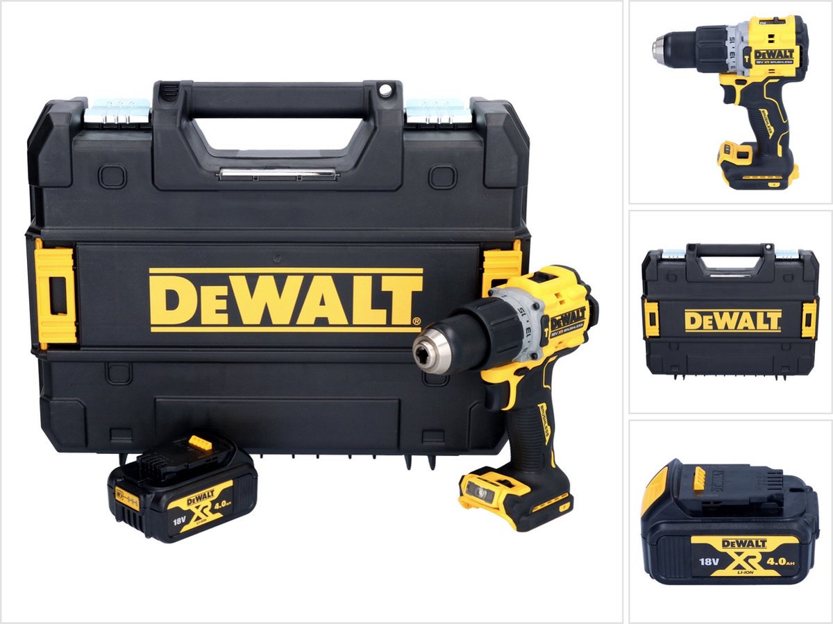 DeWalt DCD 805 NT accu-klopboormachine 18 V 90 Nm borstelloos + 1x accu 4,0 Ah + TSTAK - zonder oplader