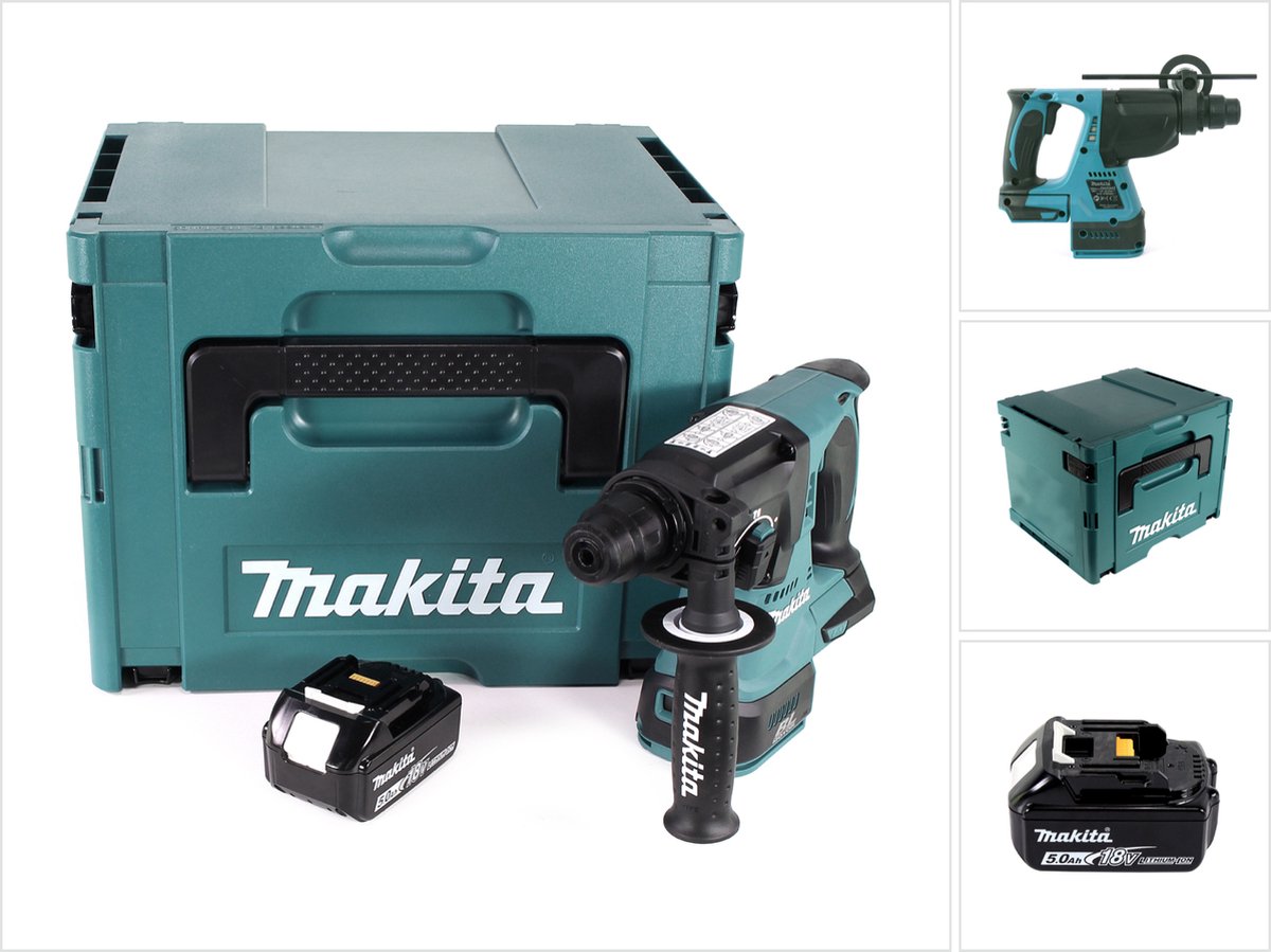 Makita DHR 242 T1J accuklopboormachine 18V 2.0J SDS-plus Brushless + 1x oplaadbare accu 5.0Ah + Makpac - zonder lader