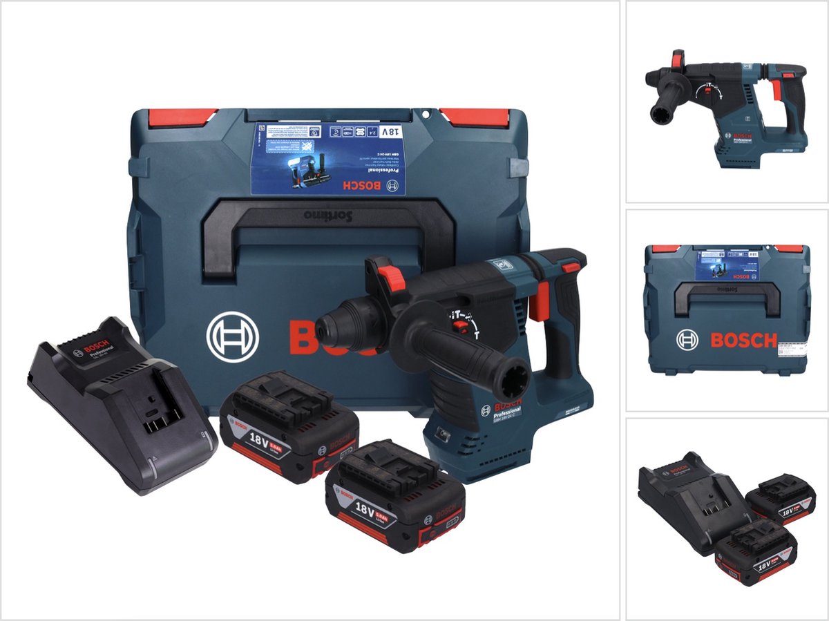 Bosch GBH 18V-24 C Professionele accu boorhamer 18 V 2,4 J Brushless SDS plus + 2x accu 5,0 Ah + lader + L-BOXX