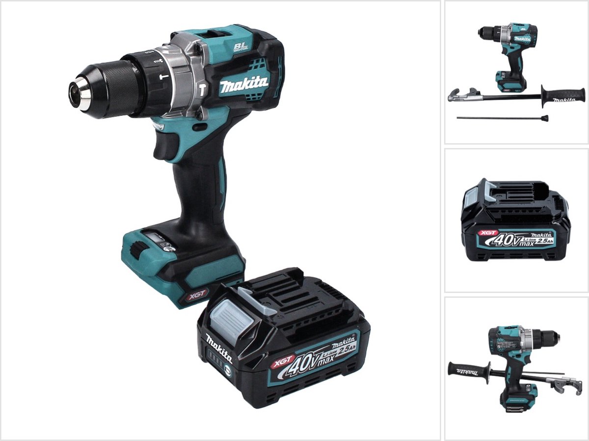 Makita HP 001 GD1 accu-slagboorschroevendraaier 40 V max. 140 Nm XGT Brushless + 1x accu 2,5 Ah - zonder oplader