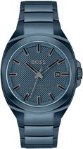 BOSS HB1514138 WALKER Heren Horloge - Mineraalglas - Staal - Blauw - 41 mm breed - Quartz - Vouw/Vlindersluiting - 5 ATM (douchen)