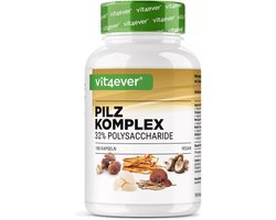 Paddenstoelen complex - Met 5 soorten paddenstoelen - Lions Mane, Cordyceps, Reishi, Agaricus Blazei & Shiitake - 32% Polysacharide - 180 capsules met 750 mg extract - Vit4ever