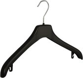 De Kledinghanger Gigant - 50 x Mantelhanger / kostuumhanger kunststof zwart met anti-slip op schouderverbreding, 38 cm