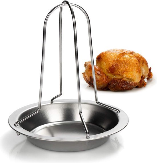 BBQ Chicken Roaster voor perfecte grillkip, gevogeltehouder voor het koken van gebraden kip en vleeskuikens, opvangbak voor druipend vet (1 stuk - kippengrill) - Merkloos