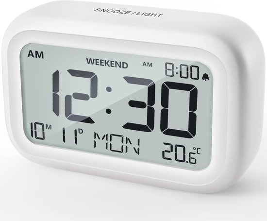 Homirty Digitale wekker, digitale wekker op batterijen met grote cijfers, digitale wekker met led-display, instelbare helderheid en volume, snooze, 12/24 HR, digitale klok, netvoeding (model 2